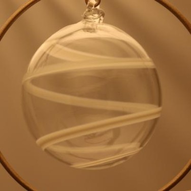 Boule de Noël transparente spirale blanche