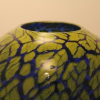 Vase boule bleu-jaune