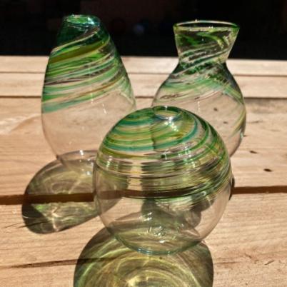 Trio vases col vert