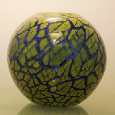 Vase boule bleu-jaune